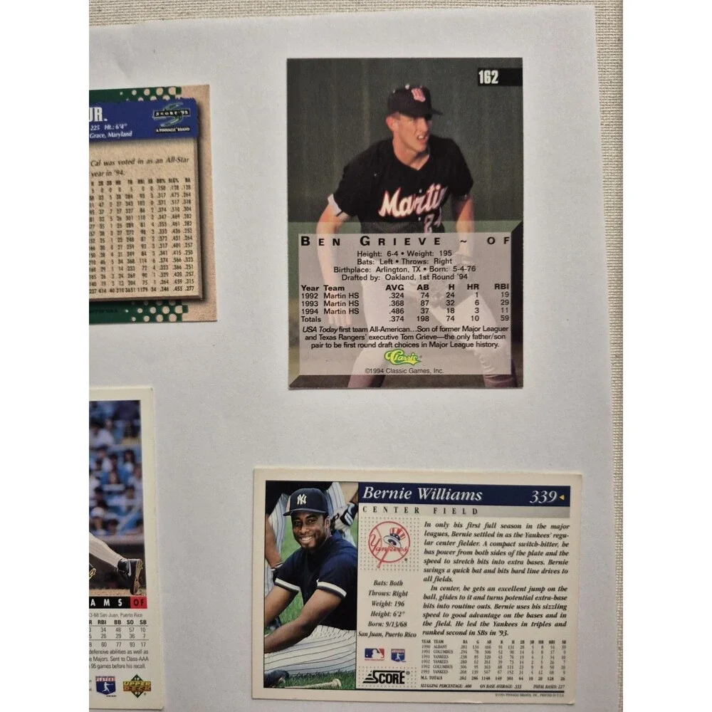 MLB Baseball Card Lot Cal Ripken Jr Bernie Williams Paul Molitor Ben Grieve LOT